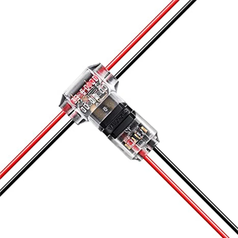 VEHO-100Pcs موصلات الأسلاك الجهد المنخفض T الحنفية موصلات الأسلاك 2 دبوس 2 طريقة موصل سلك السيارات لأسلاك LED الكهربائية