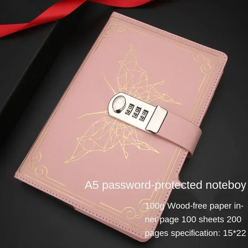 

Ledger Stationery Creative Korean Hand Version Notebook Lock Password Student With Notepad Diary Of Retro Book Female