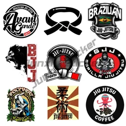 BRAZILIAN JIU JITSU BJJ Gorilla Jiu-Jitsu Cool Monkey MMA Car Bumper Vinyl Decal Grappling Sport Flag Text Stickers