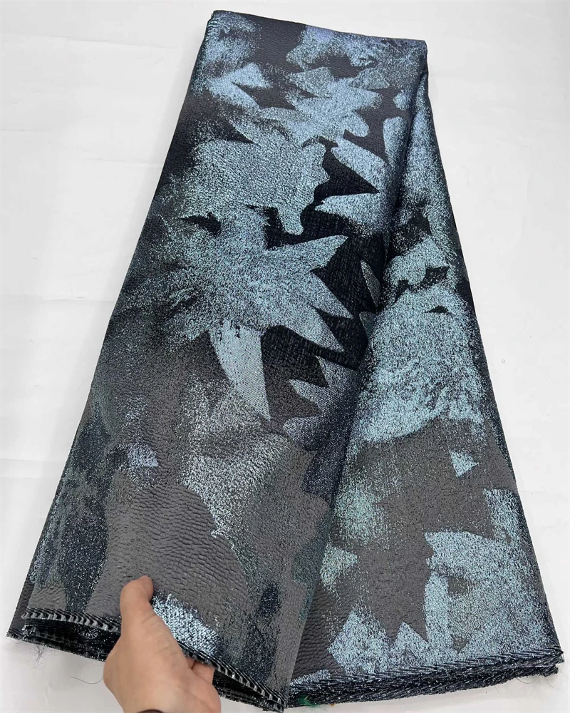 Brocado de Jacquard africano para mujer, tela de lujo, Material Floral Damasco, encaje dorado nigeriano, Brocard Tissu para manualidades de moda
