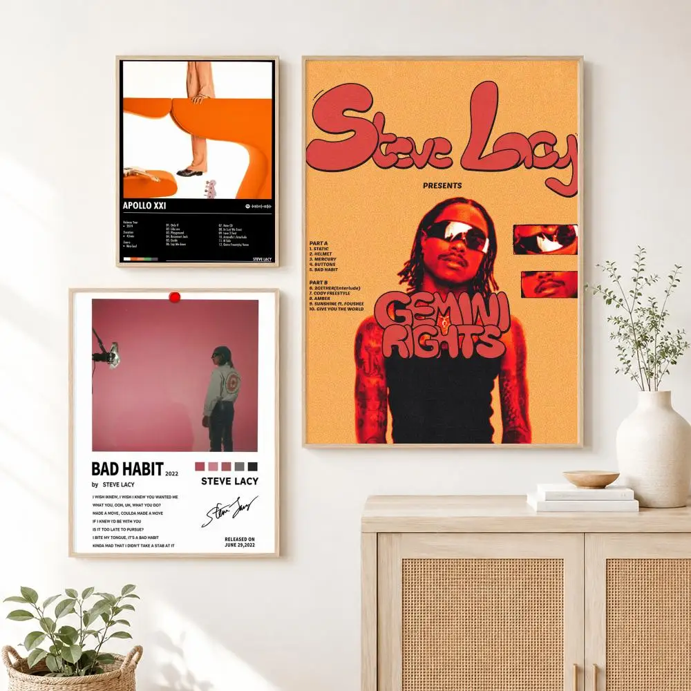 R&B Singer S-Steve Lacy Poster Self-adhesive Art Waterproof Paper Sticker Coffee House Dorm Room Wall Decor