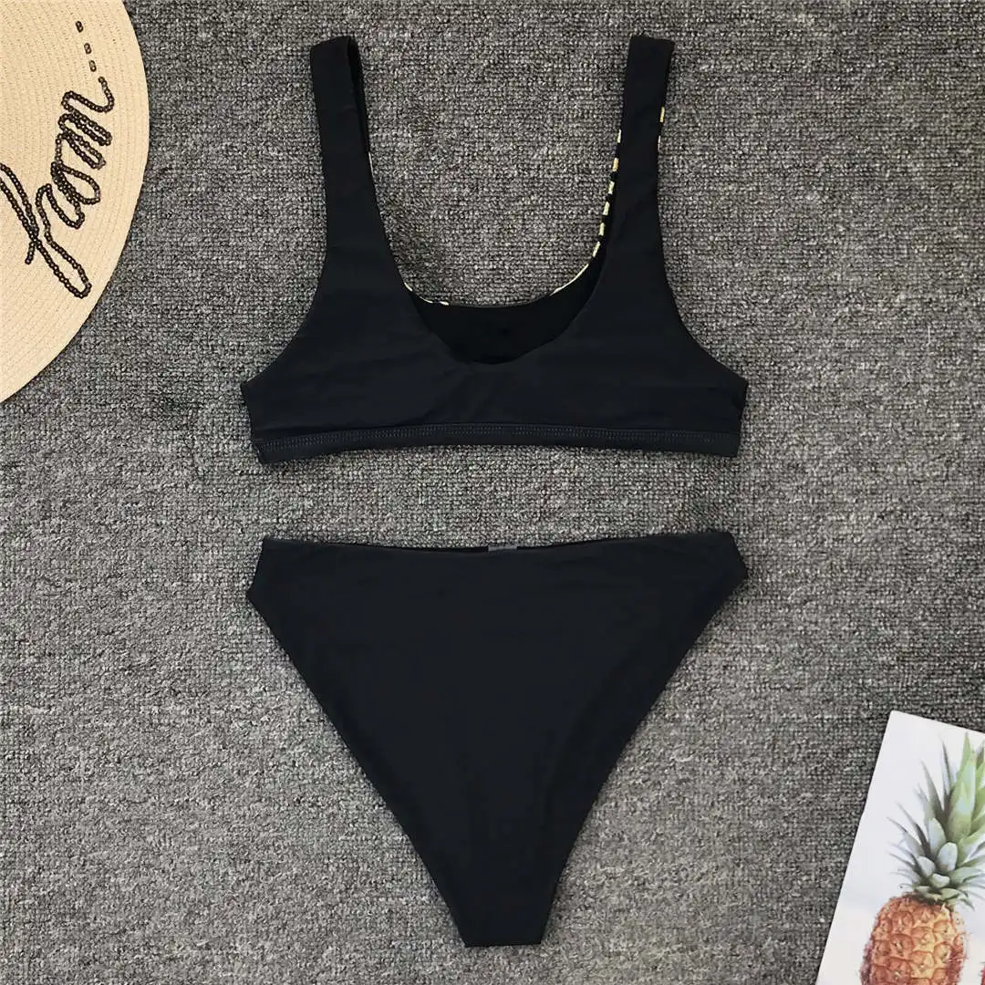 Neuer, verführerischer Badeanzug mit Blättermuster für Damen, hoch geschnittener Bikini, zweiteiliges Bikini-Set, Badebekleidung, Badeanzug, Modell V1795. – Detail 8