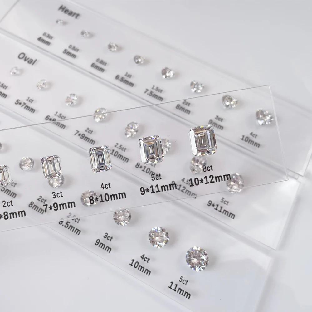 LETMEXC 5A Cyrkonia Diamentowa mieszanka 8 różnych rozmiarów Waga Nadaje się do porównania diamentów Karta CZ