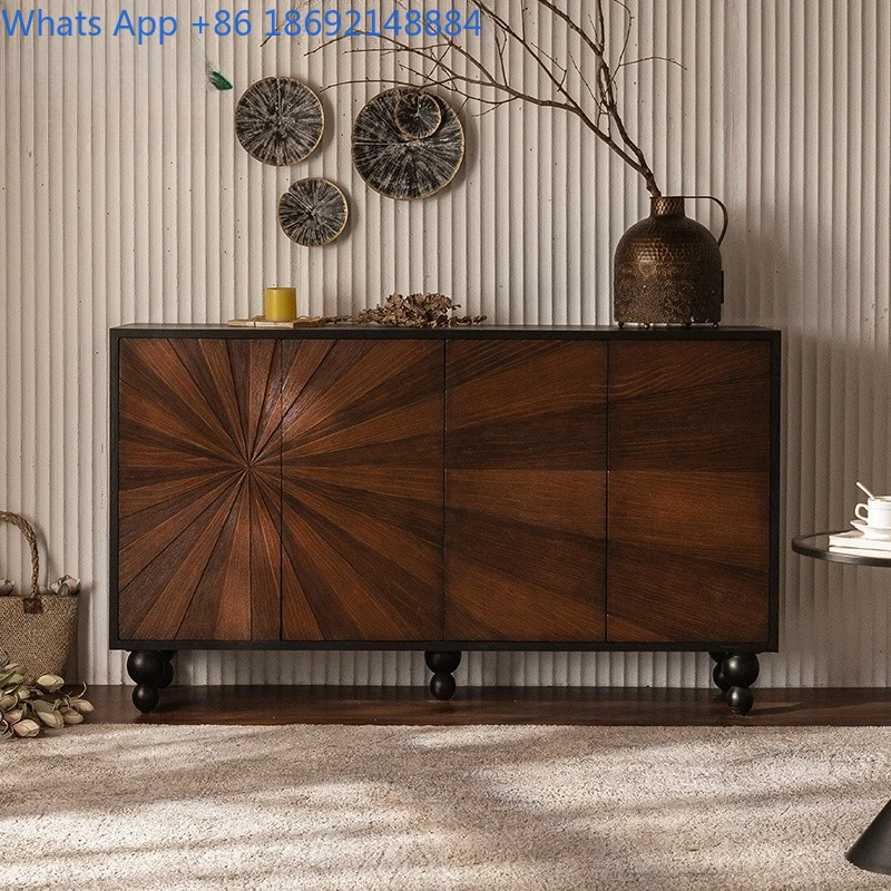 Vintage Style Living Room Cabinet Set Rustic Entryway Storage Chest Decorative Furniture