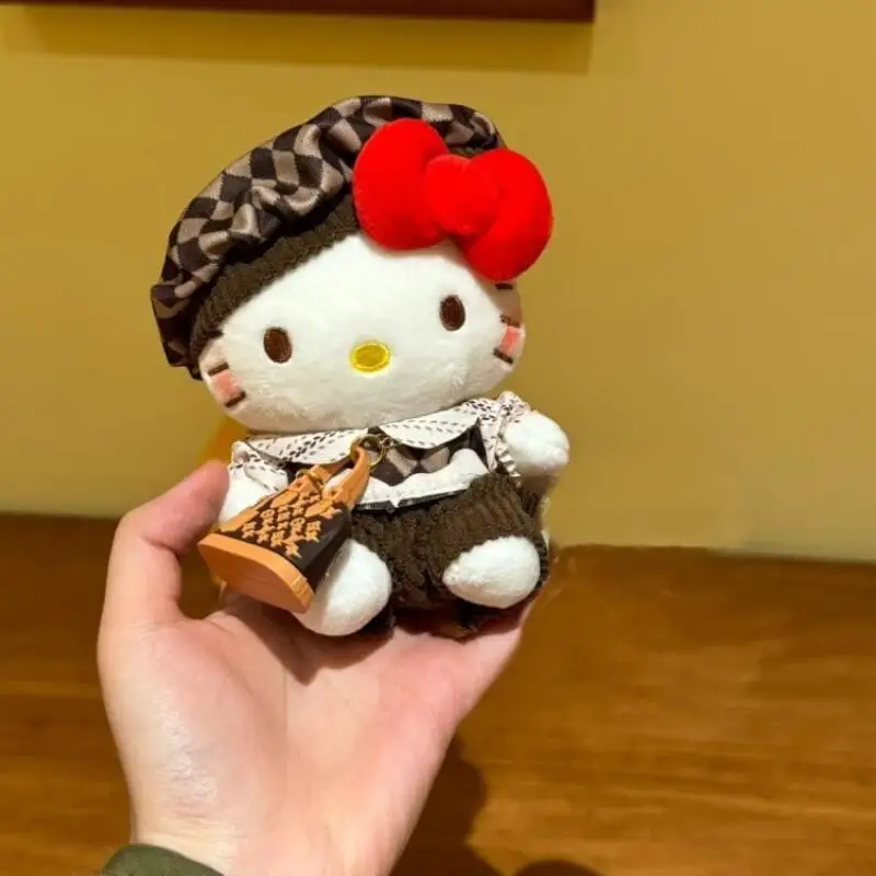 Sanrio Hellokitty porte-clés en peluche rétro amour habiller Kt peluche poupée porte-clés sac à dos pendentif enfants jouet voiture pendentif