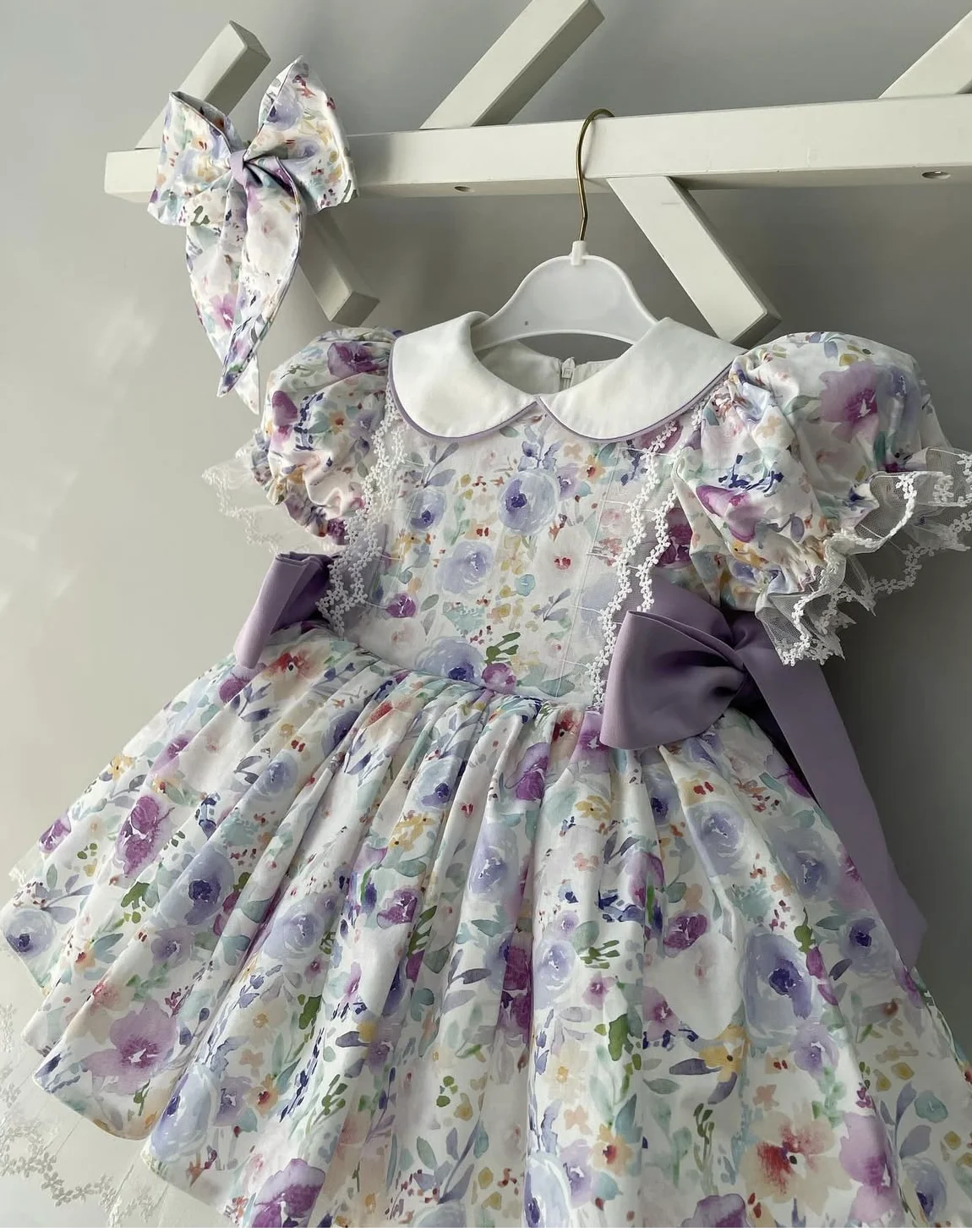 0-12Y Baby Girl Summer Exquisite Lace Turkish Vintage Princess Floral Dress for Birthday Photography Holiday Casual B50