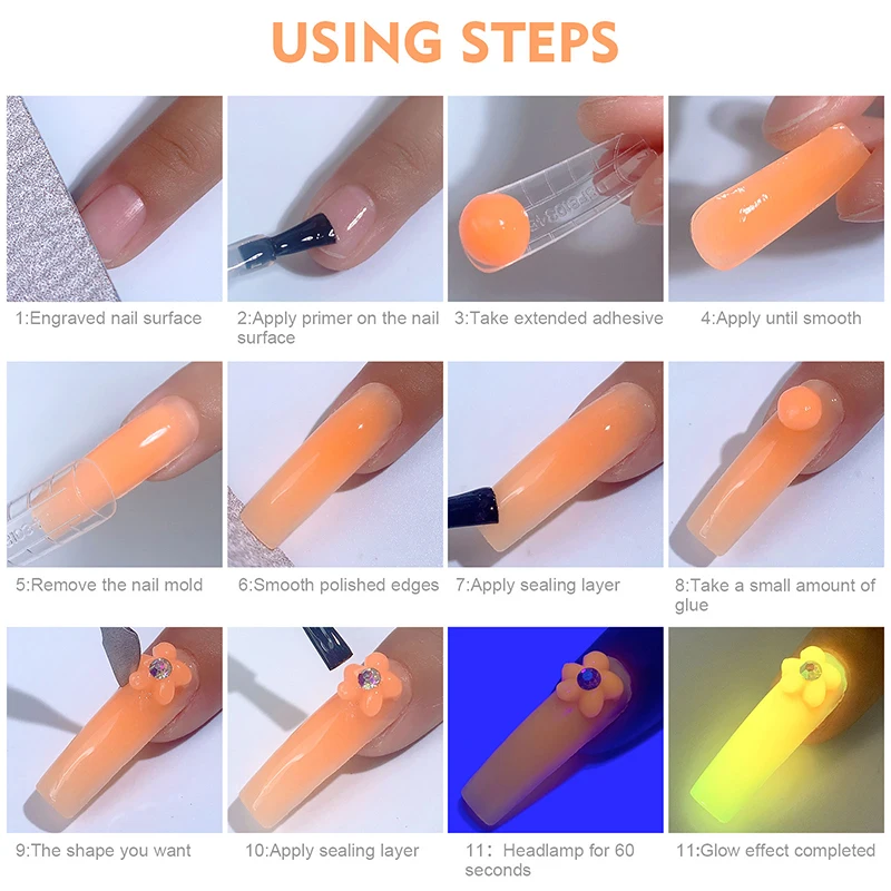 15Ml Lichtgevende Gel Gloed In De Donkere Reflecterende Fluorescerende Nagellak Verlenging Lijm Carving Zelfklevende Led Gel Voor Manicure