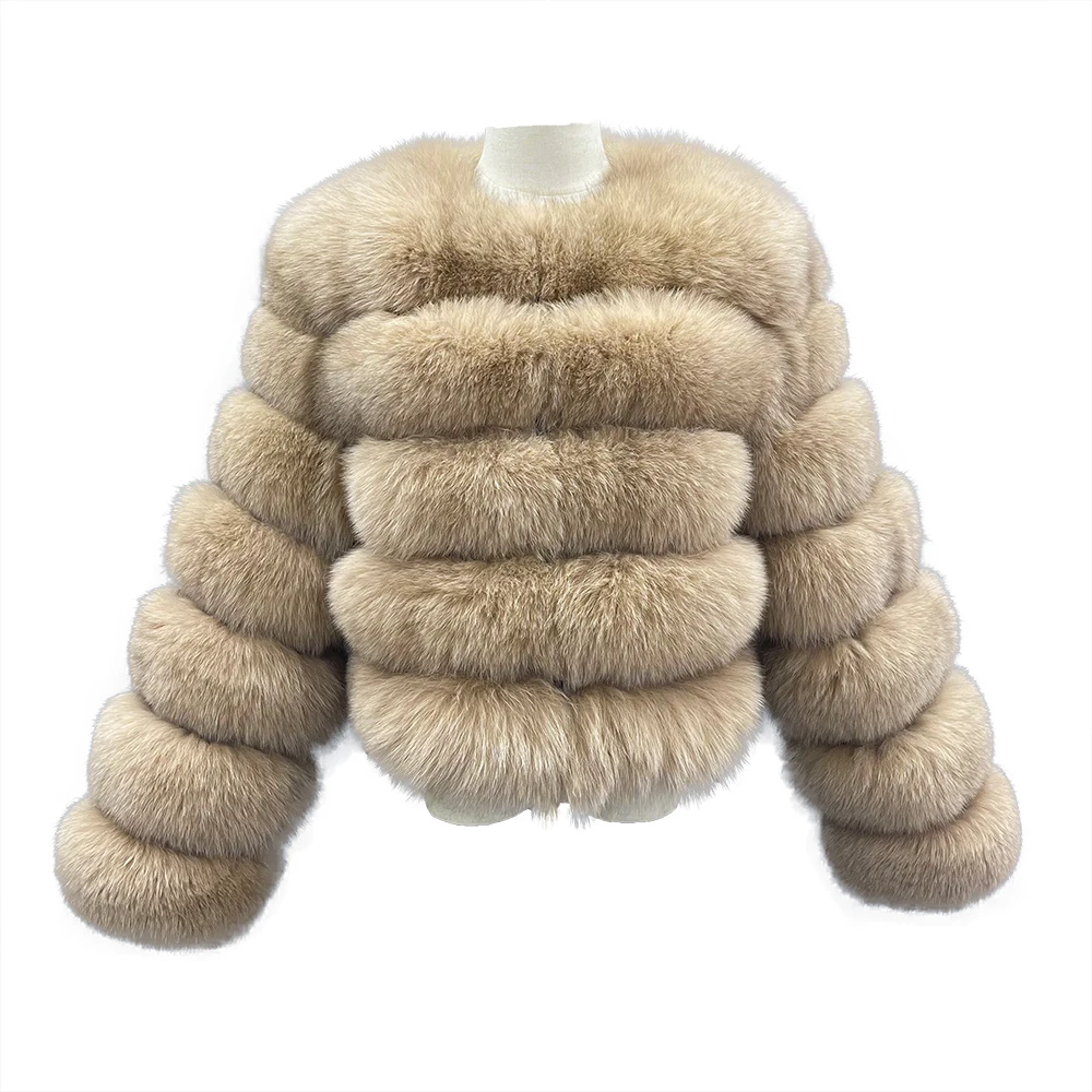 JANEFUR Real Fur Coat Women 2023 Full Sleeves 60cm Luxury Fashion Wholesale Custom Plus Size Winter Natural Fox Fur Jacket