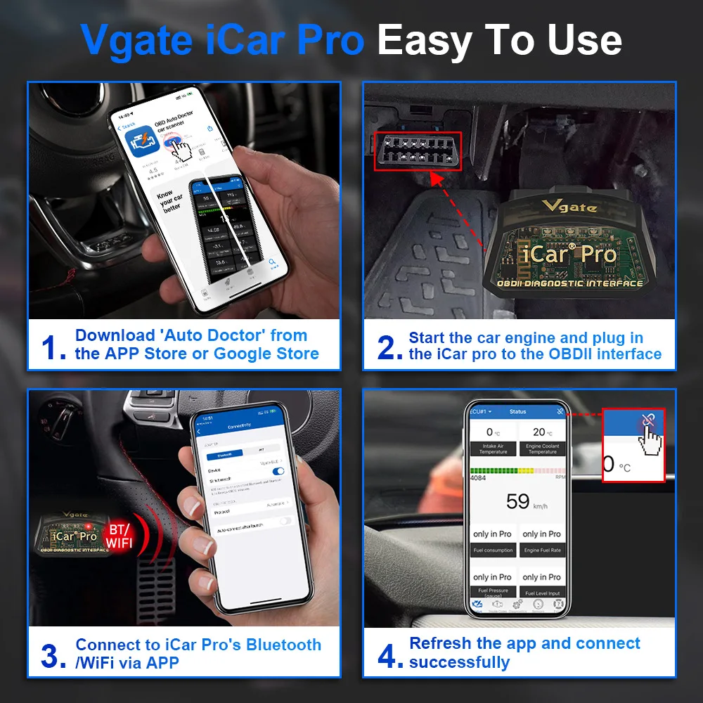Vgate ICar Pro BT4.0 WIFI Hardware V2.3 OBD2 Kfz-Fehlerdiagnosegerät für Android/iOS – Detail 7