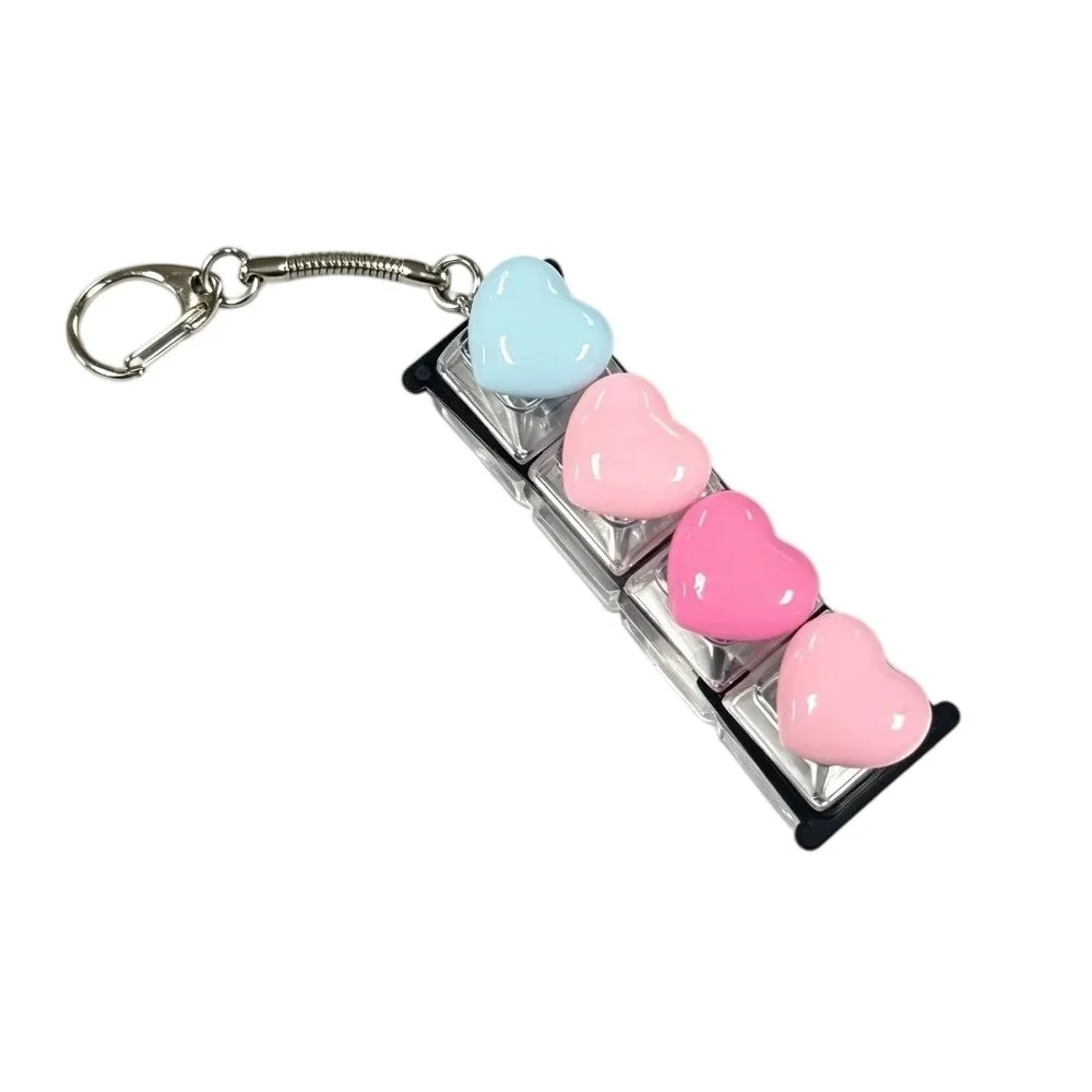 4/9 Keys Heart Keyboard Clicker Keychain Portable Desktop Decoration Fingertip Button Keyring Creative Love Heart