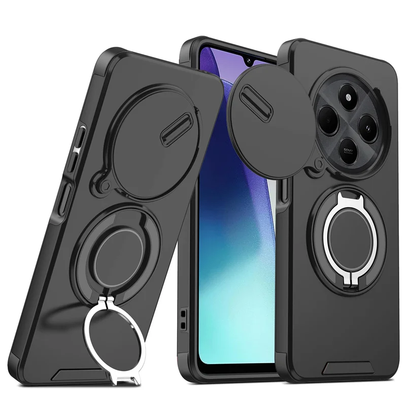 

Funda For Xiaomi Redmi 14C 4G Case Armor Shockproof Slide Lens Cover For Redmi14C 14 C Magnet Car Holder Ring Case For Redmy 14C