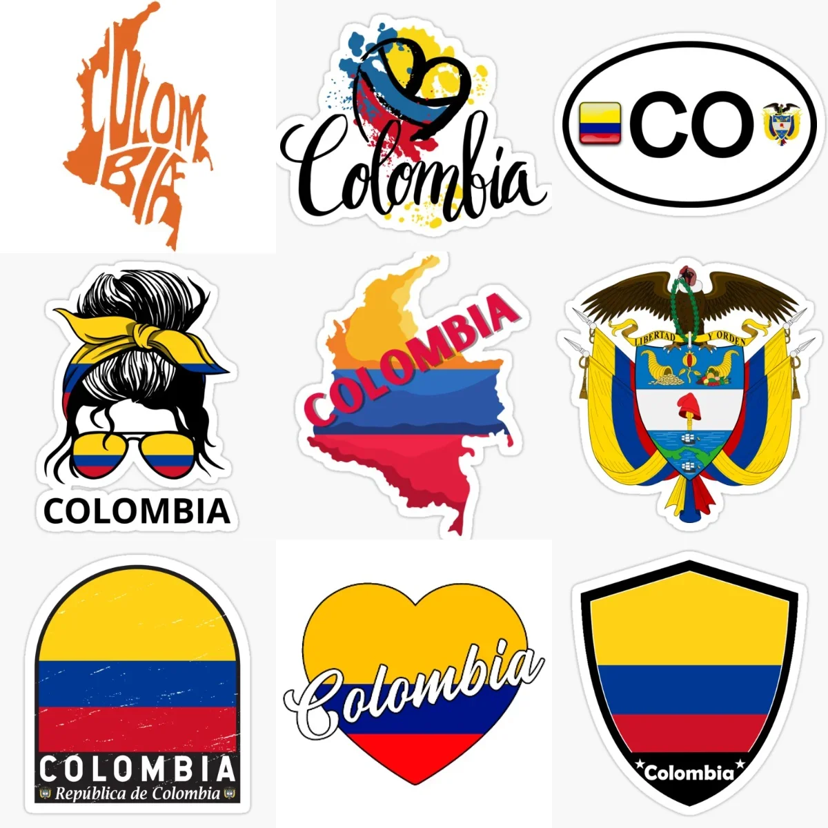 

CO Colombia Flag National Emblem Creative PVC Sticker for Decorate Car Bicycle Window Wall Fridge Helmet Bumper Decal Accessorie