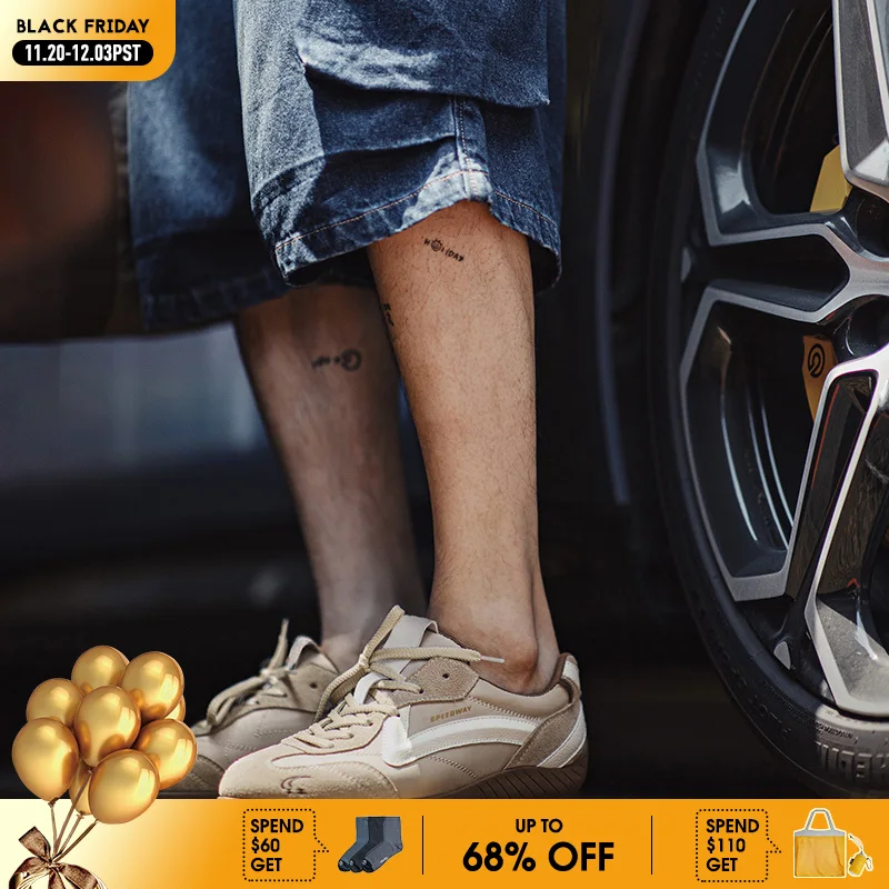 

Maden Unisex Fall Vintage Patchwork Racing Shoes Breathable German Trainers Sneakers Thin Sole Casual Lace-Up Sport Winter Shoes