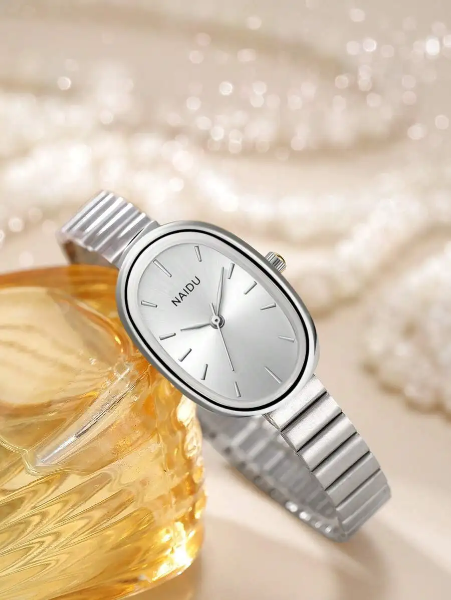 1pc Women's Stainless Steel Strap Elegant Quartz Watch, Simple & Versatile For Everyday Wear