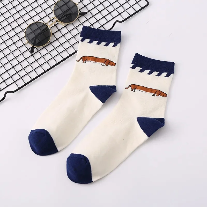 1/2 Pairs Comfort Blended Quality Men's Warm Socks Breathable Soft Casual dotted line rhombus Prints Spring Autumn Male Sock