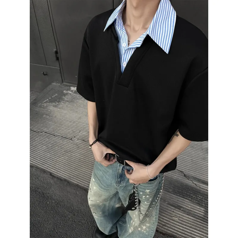 Men's shirt, summer new fashionable outdoor casual comfortable shirt collar short sleeved T-shirt