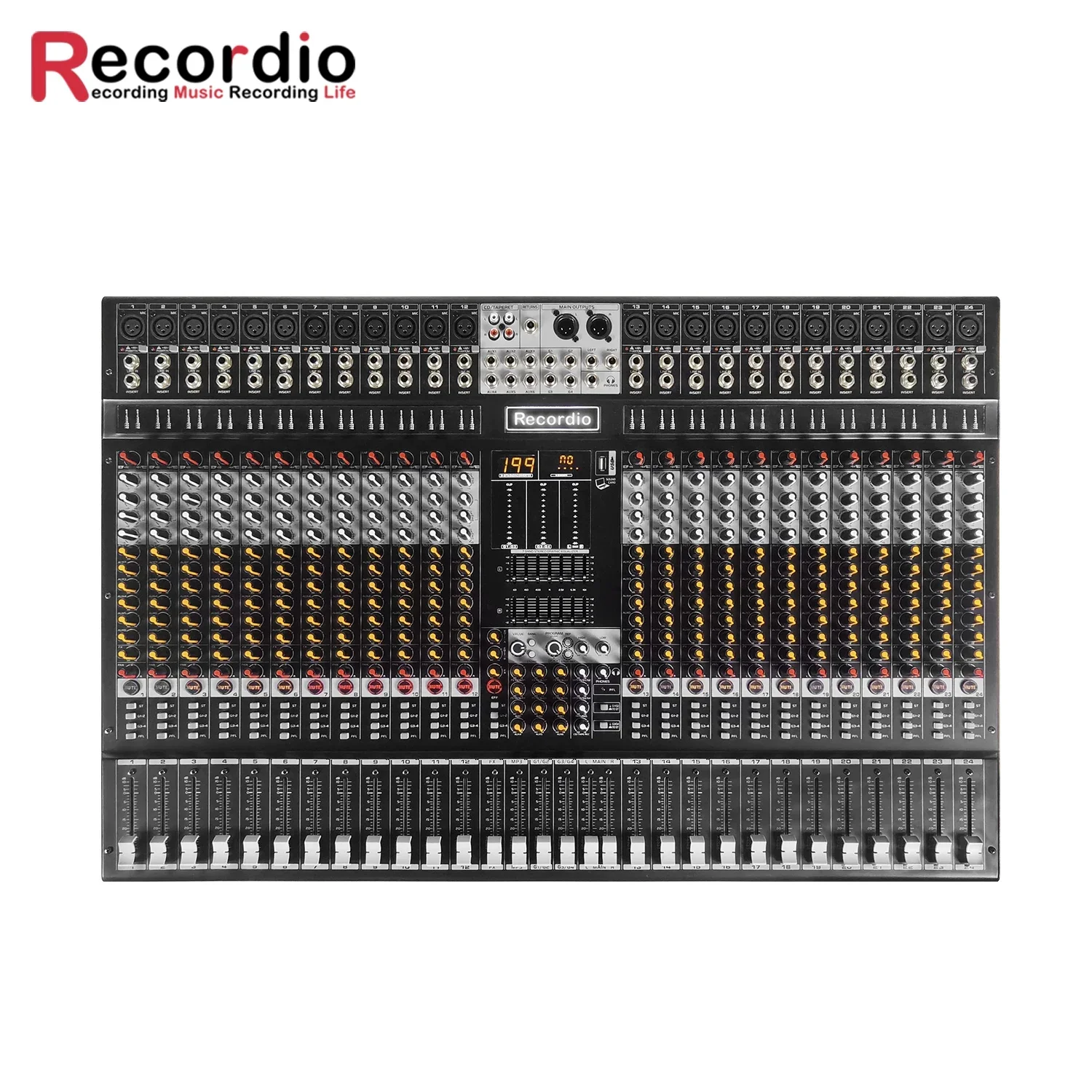GAX-XM24 Mixer USB Profesional 24-Kanal dengan Efek, Sound Board dengan Power 48V