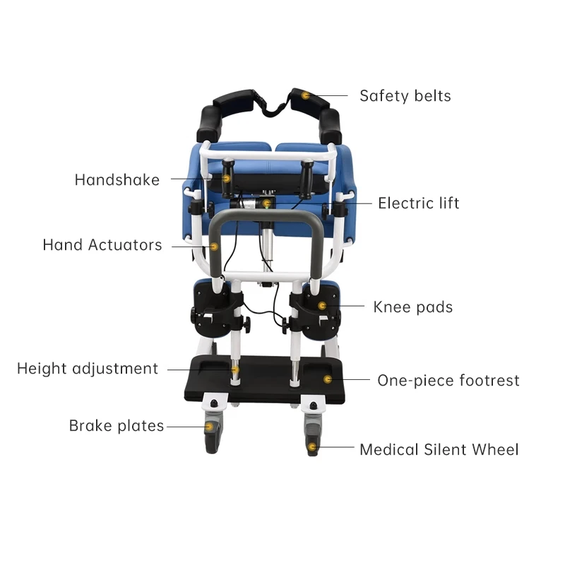 كرسي نقل كهربائي متعدد الوظائف، ذراع قابل للطي، قابل للتعديل لكبار السن، معدات سلامة الحمام