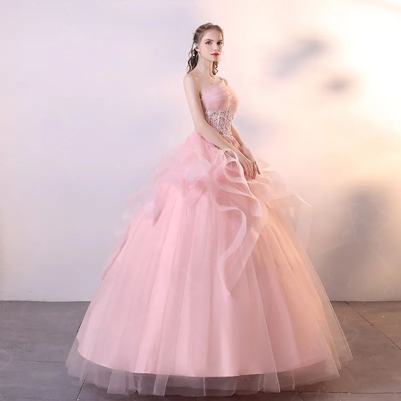 جديد Vestidos Quinceanera فساتين أنيقة فستان حفلة بدون حمالات صور حقيقية الكرة ثوب الحلو فستان حفلات حجم كبير رداء دي بال