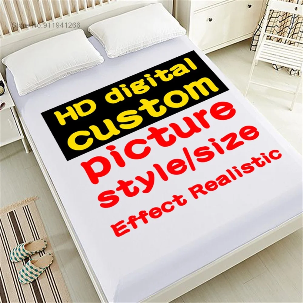 3D HD Digital Printing Custom Bed Sheet with Elastic Fitted Sheet Twin Full Queen King Mattress Cover 150x200cm Drop Shipping