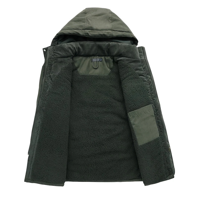 New Men's Thicken Parkas Warm Winter Jacket Cashmere Fleece Coats Military Outdoor Cotton-Padded Male Windbreaker Hooded Outwear image 5