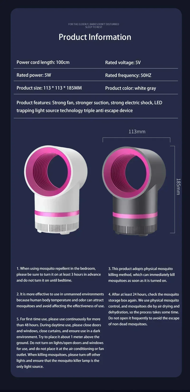 Lenovo Mute Anti-Mücken-Lampe, Ionenreinigung, USB-Anschluss, physikalische Mückenvernichtungslampe, elektrische Fliegenfalle für Haushalt und Außenbereich – Detail 11