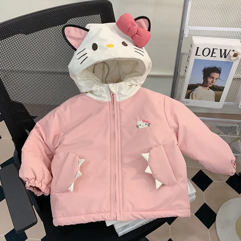 

NewHello Kitty Anime Kawaii Sanrio Cotton Padded Warm Jacket Winter 2025 Cute Cartoon Coat Clothes Gifts for Girls Boys