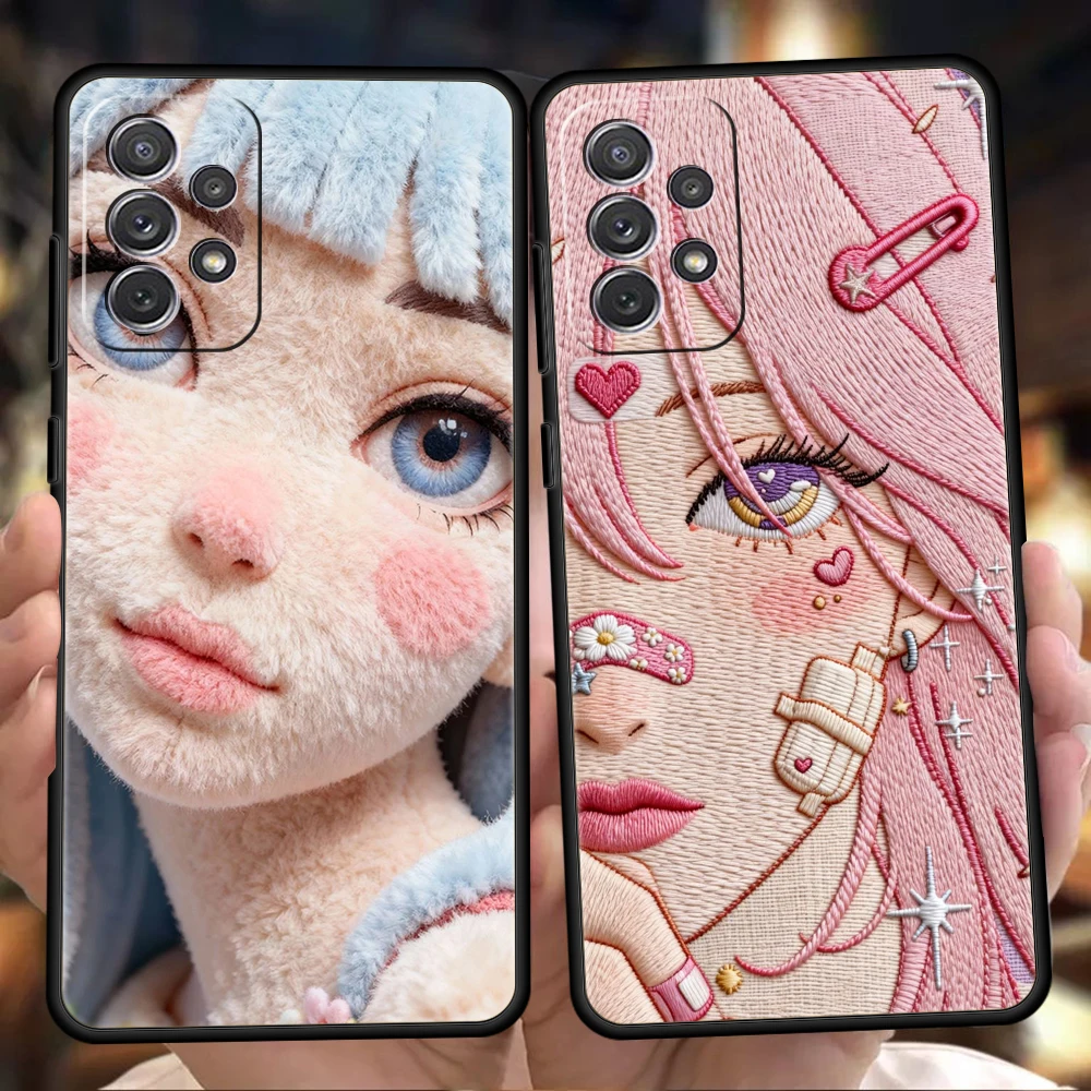 Phone Case for Samsung Galaxy A13 A15 A17 A22 A23 A25 A31 A32 A33 A35 A41 A51 A52 A55 5G Soft TPU Shell Cute Anime Girl Fundas