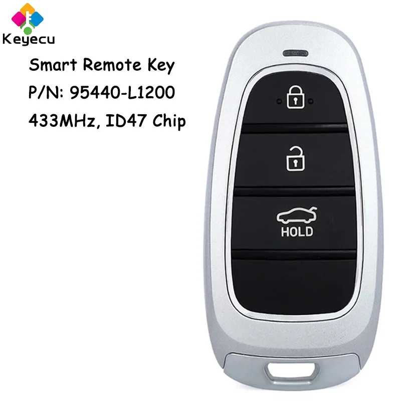 

KEYECU Smart Proximity Remote Control Car Key With 3 Buttons 433MHz ID47 Chip for Hyundai Sonata 2020 2021 2022 Fob 95440-L1200