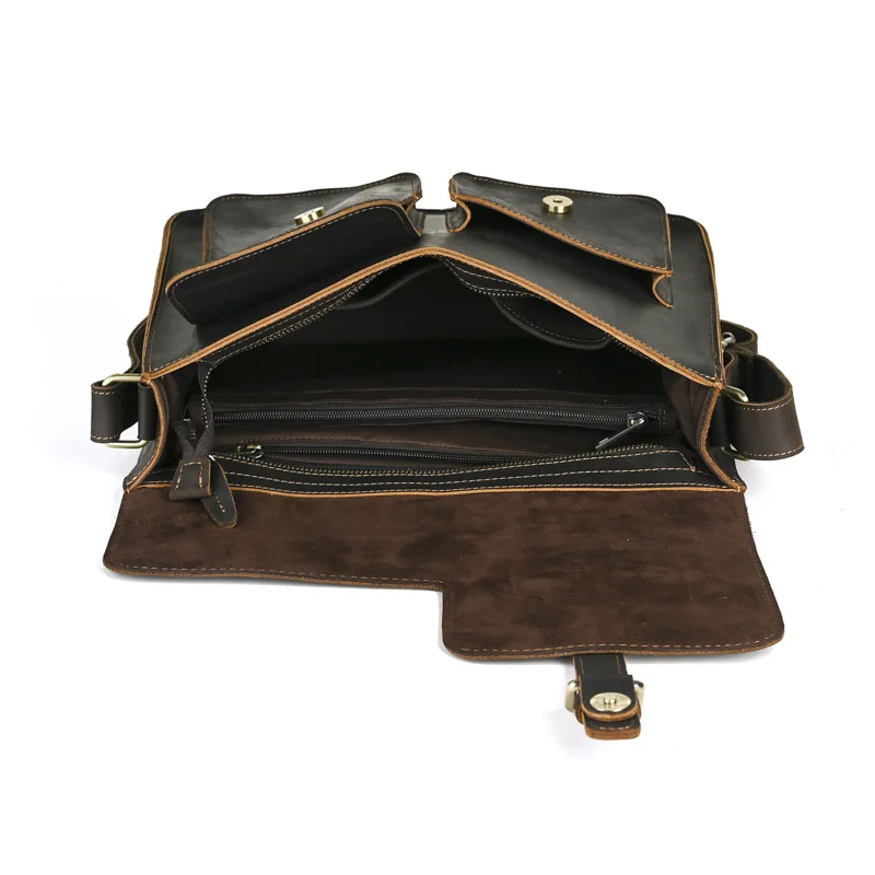 Stylish Top Grain Cowhide Men's Shoulder Bag Genuine Leather Crossbody Bag