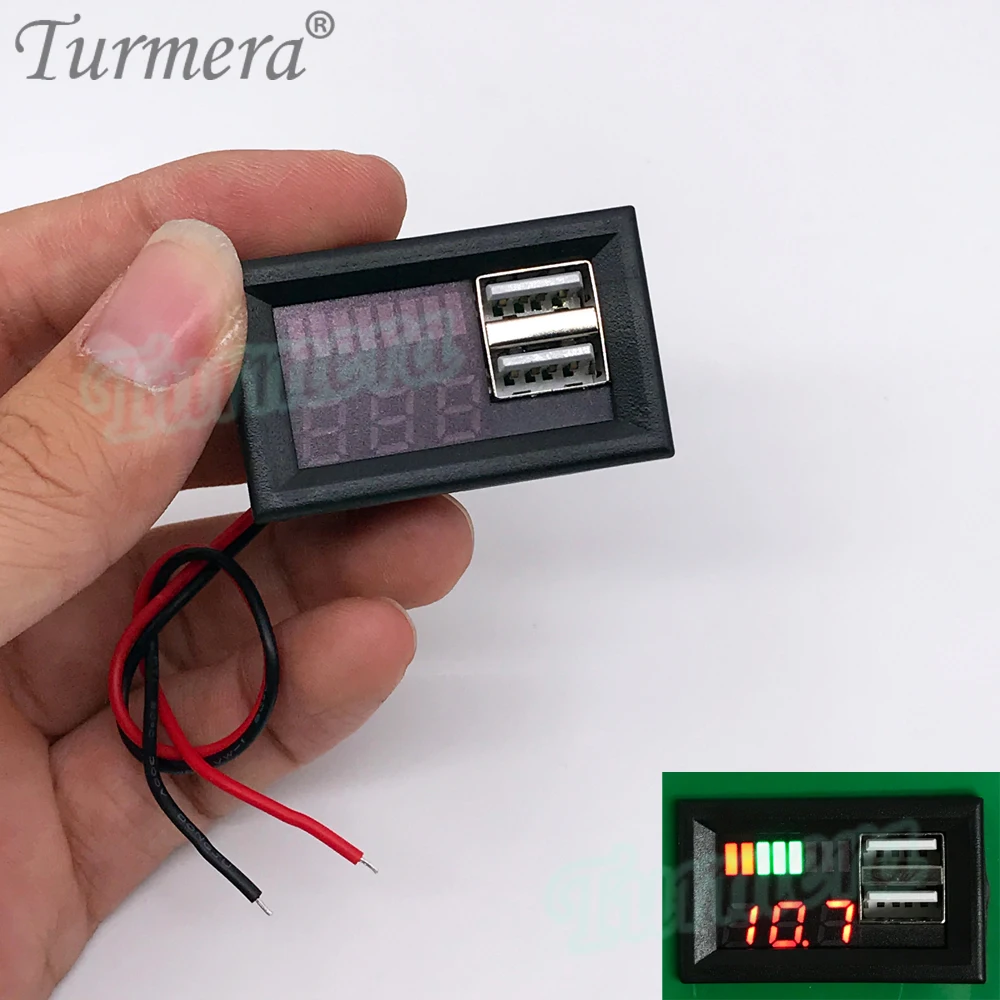 Turmera 배터리 박스 3S 40A BMS 3X7 18650 홀더, DC 12V ~ 5V QC3.0/2.0 2 * USB 디스플레이, 오토바이 납산 교체용