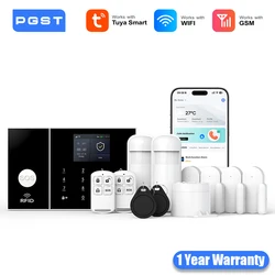 PGST WiFi 2G GSM Tuya Smart Life Home Alarm Security System Kit Alexa Automation Alarm Security Protection Door Motion Sensor