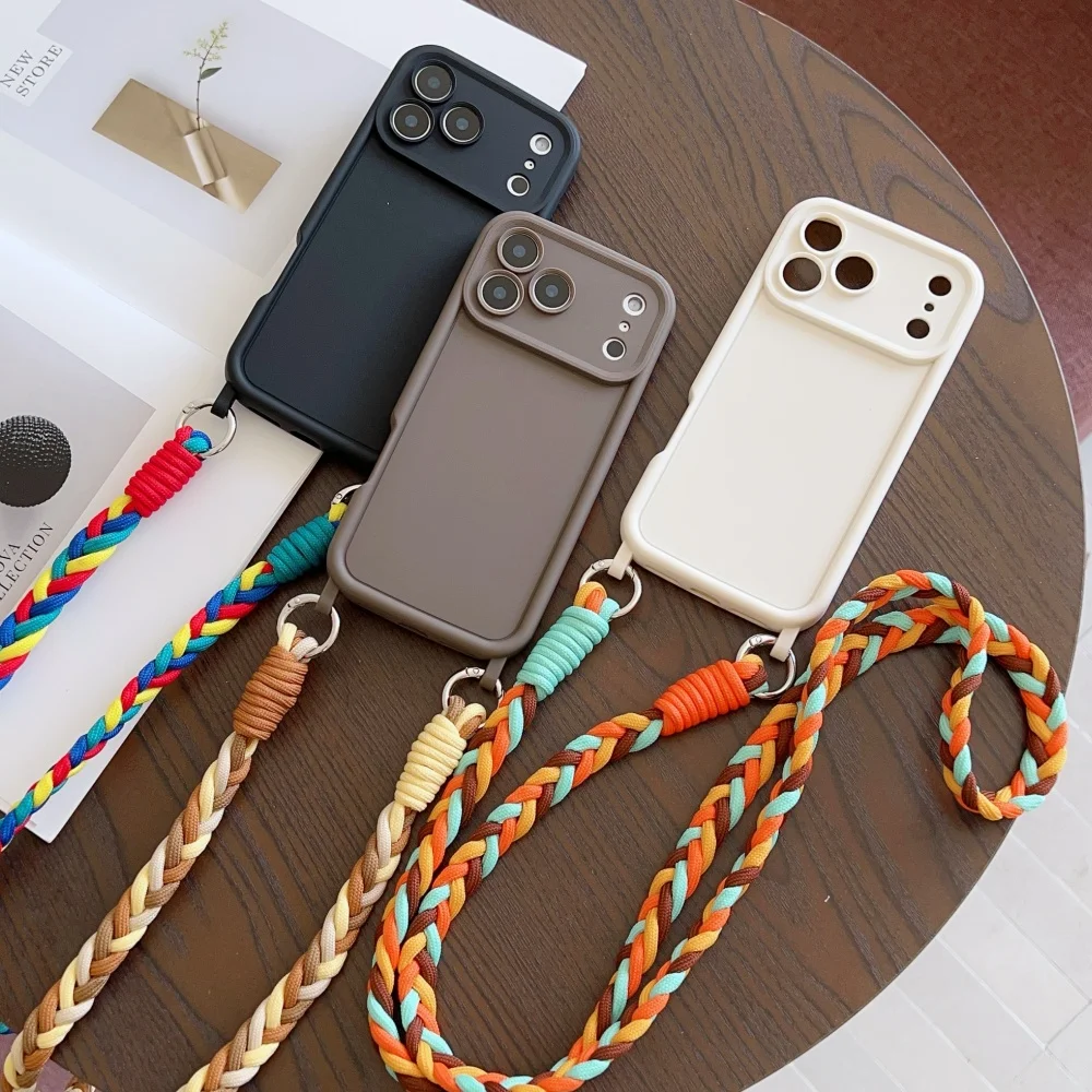 Umhängeband-Gehäuse aus geflochtenem Kabel und Flüssigsilikon für iPhone 18 16 17 Pro Max 15 14 13 12 11 XR XS 8 Plus mit Halskettenriemen – Detail 3