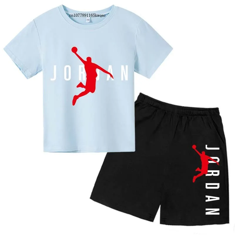 Kids Summer Leisure Letter Print 2pcs Soft T-shirts+Pants Suits 2-13 Years Boys Girls Fashion Outfits Sets Children Gift Clothes