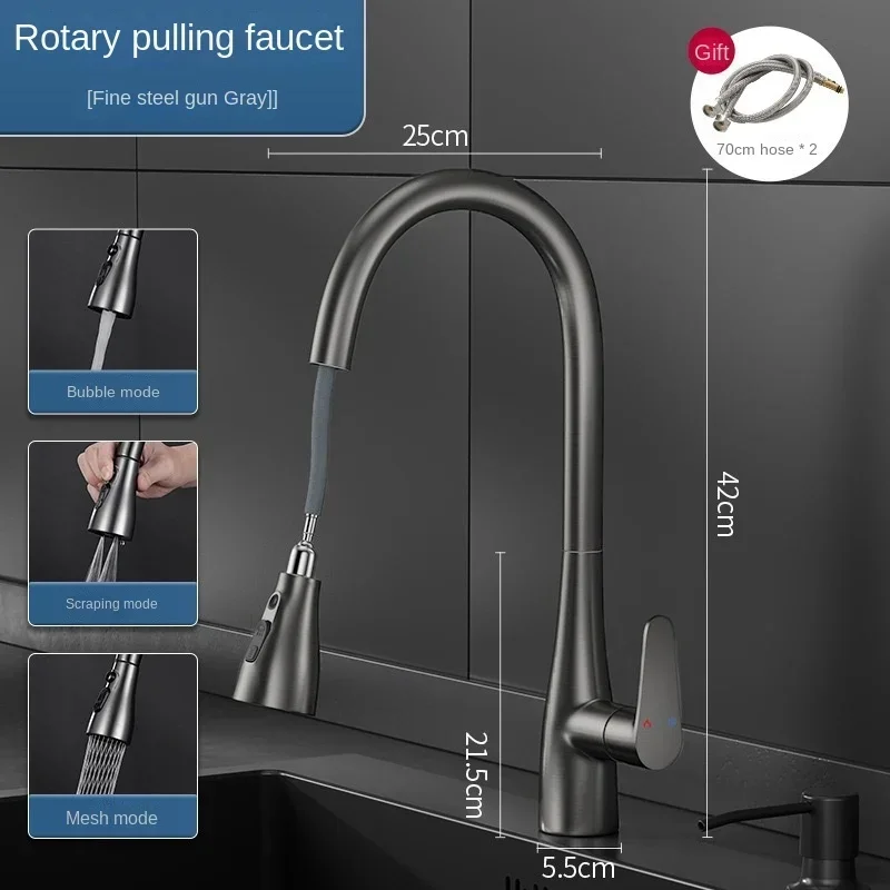 Évier de Cuisine Gris Rotatif F/05, Évier à Légumes, Robinet Multifonctionnel