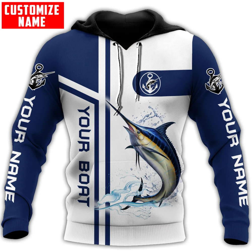 Custom name Marlin fishing Catch and Release 3D Printed Men's Hoodie & Sweatshirt Unisex Zip Hoodies Casual Tracksuits KJ878