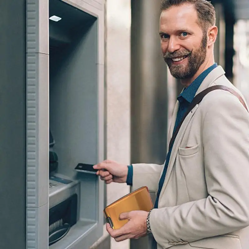 Portefeuille en aluminium pour hommes et femmes, métal, blocage RFID, porte-cartes de visite, étui rigide, multifonctionnel