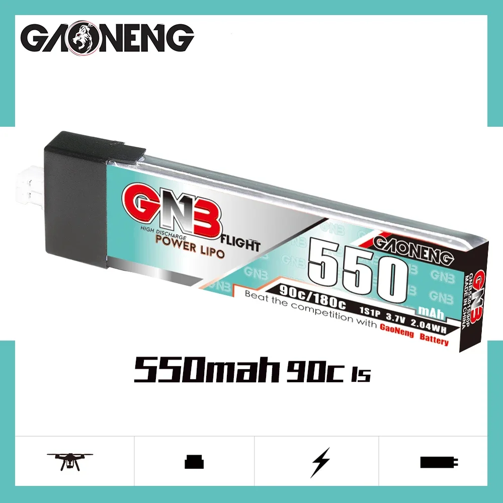 

GAONENG GNB 550mAh 1S 90C 180C 3.7V Plastic Head PH2.0 LiPo Battery BetaFPV Beta75X Happymodel Mobula6 Mobula7 Snapper