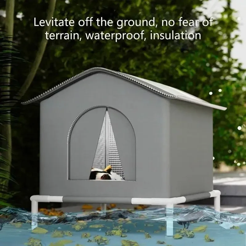 Four Seasons Cat House Outdoor Waterproof Pet Shelter for Cold Weather Stray Cats Dogs Thermal Insulated Windproof Design view 2