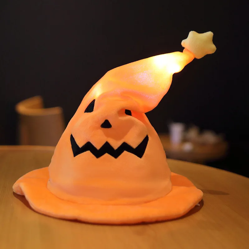New Funny Halloween Pumpkin Hat Little Devil Witch Hat Singing Dancing Glow Electric Hat