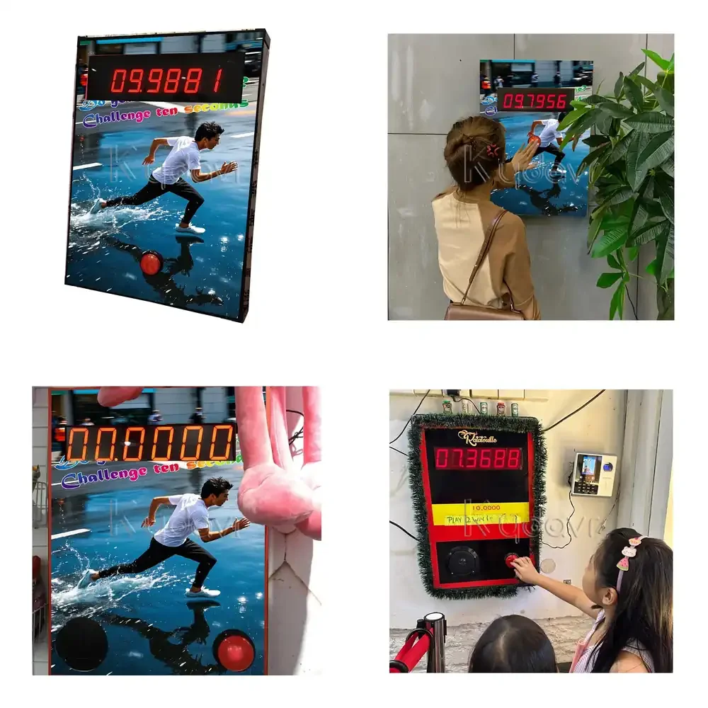 Carnival Booth Interactive Reaction Push Button Control 6 Digital Red Led Display 10 Seconds Counter Time Challenge