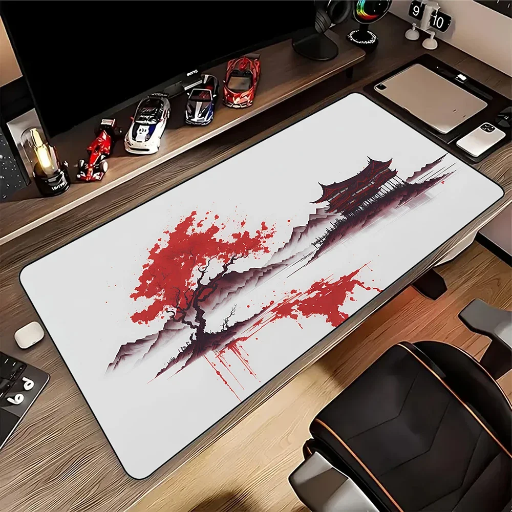 Nouveau tapis de souris d'art japonais de sérénité de montagne ordinateur Gamer grand tapis de souris tapis de clavier de jeu tapis de bureau tapis de Table en caoutchouc XXL