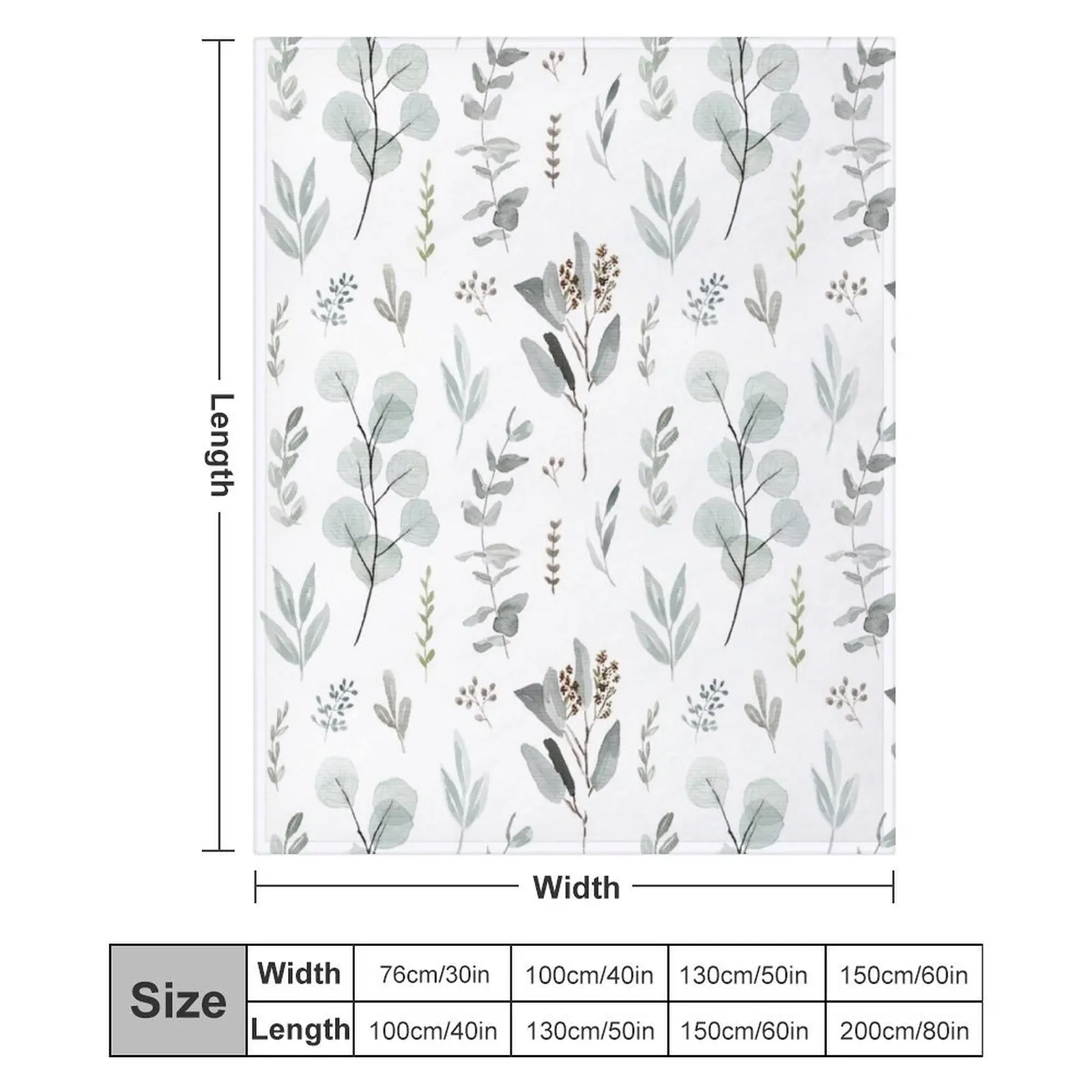 Eucalyptus watercolor lineal pattern Throw Blanket Soft Beds Single Decorative Beds Plaid Blankets