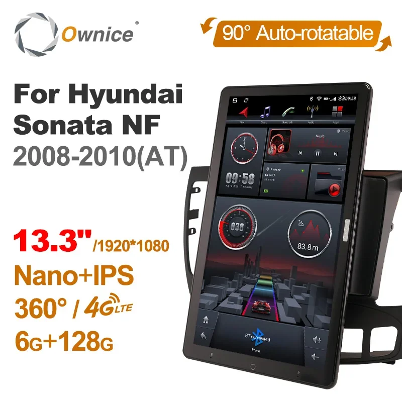 Tesla style Android 10.0 IPS DSP Car Radio Auto for Hyundai Sonata NF 2008-2010 13.3'' No DVD support USB Quick Charge 1920*1080