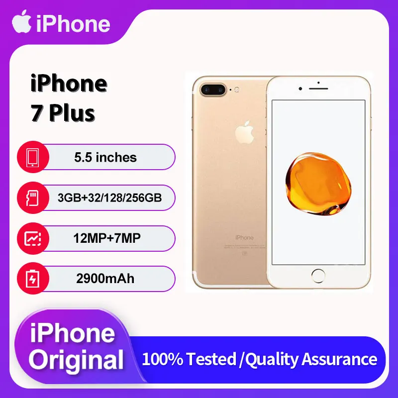 هاتف Apple iPhone 7 Plus 4G أصلي مفتوح مستعمل IOS 10.0.1 5.5 بوصة 32/128/256GB ROM 2900mAh هاتف محمول 12MP هاتف ذكي