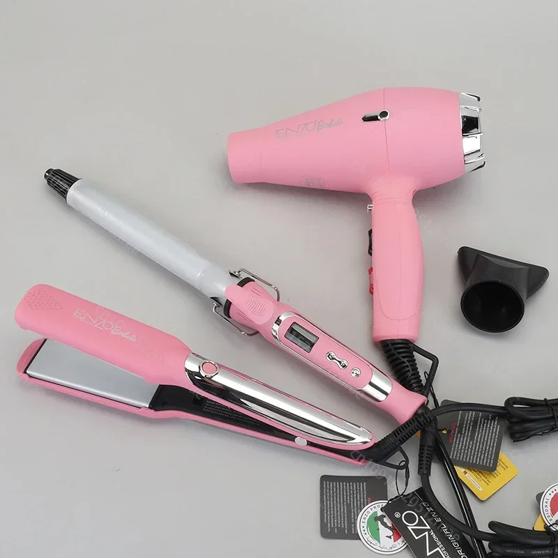 ENZO 220V Professional Hair Dryer Curling Iron Hair Straightener Styling Multi-Styler Set Negative Ions Styling Tools Salon