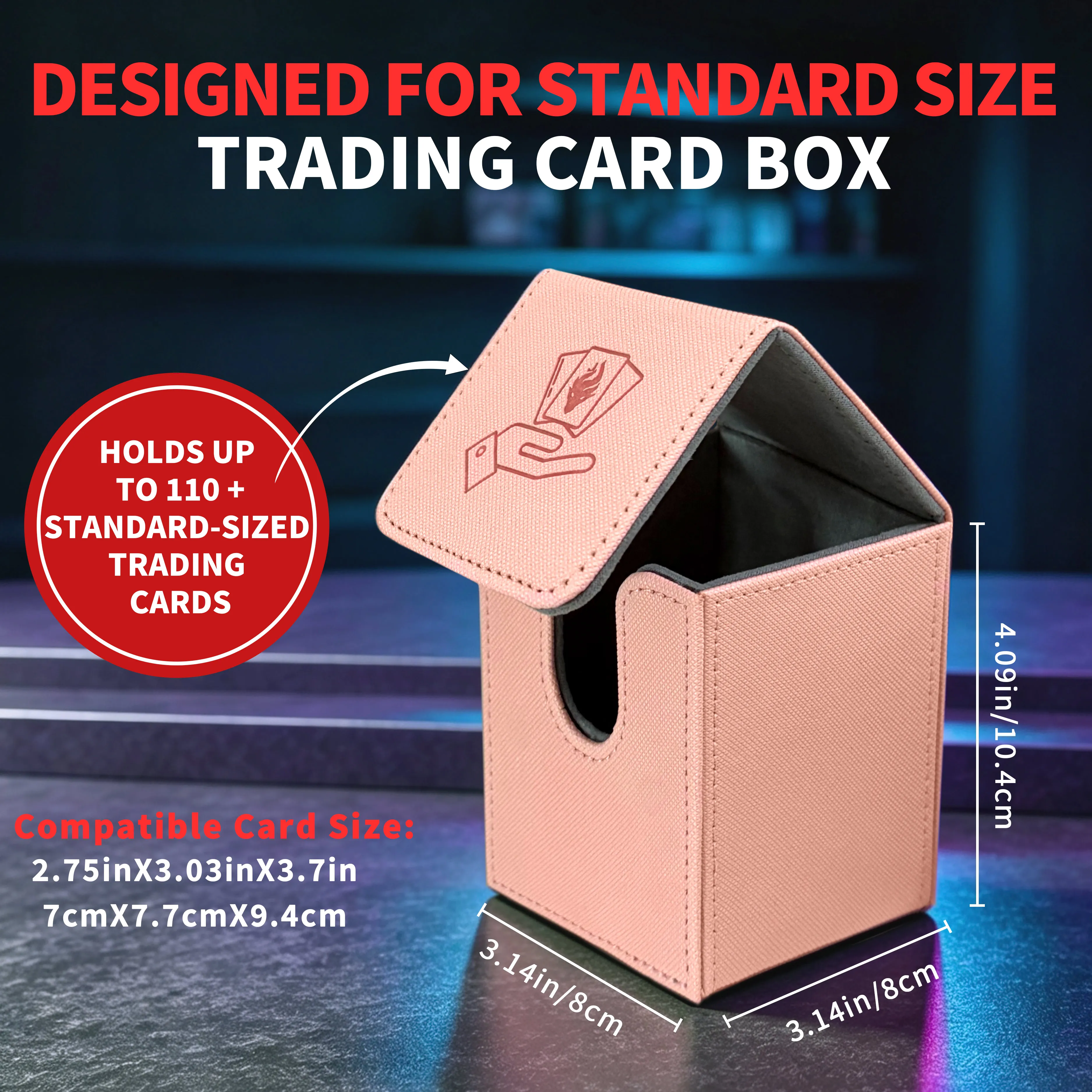 Magnetic Trading Card Deck Box, Card Storage Holder for Commander‑Style Decks, Fit 110 Cards, Portable Card Box for TCG Cards
