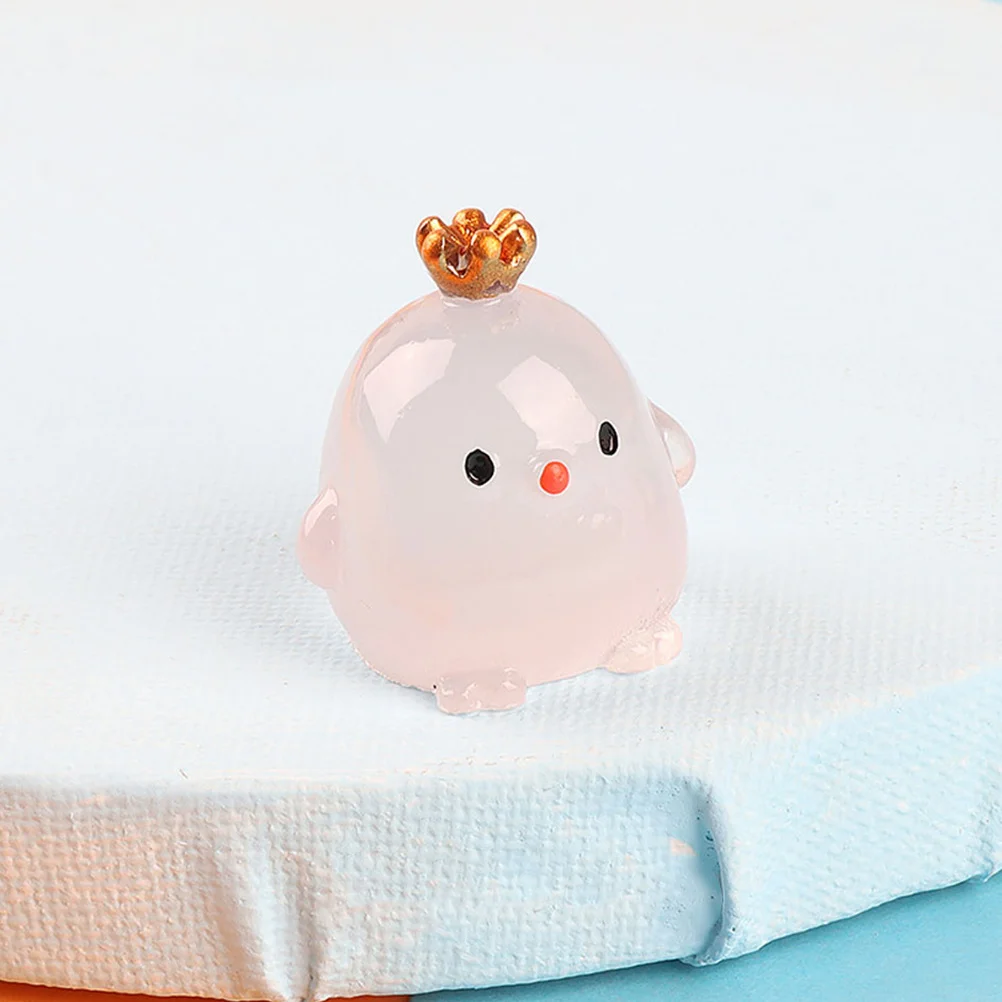 

12pcs Luminous Mini Chick Resin Garden Lawn Ornament Micro Landscape Desktop Animal Sculpture Tiny Chicken For Car Yard Balcony