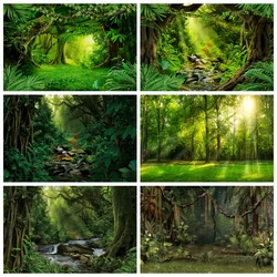 Tropical Forest Backdrop for Photography Spring Jungle Rainforest Adventure Camping Birthday Party Photo Background Photo Studio