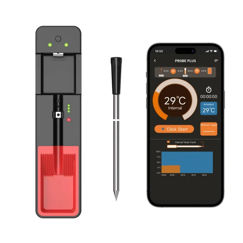 Wireless Bluetooth Meat Smart Probe, Smart Probe BBQ Grill  With APP Alarm For Oven Cooking